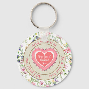 Elegant Floral Heart Frame: for Every Occasion Key Ring