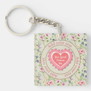 Elegant Floral Heart Frame: for Every Occasion Key Ring