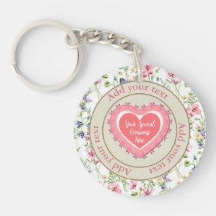Elegant Floral Heart Frame: for Every Occasion Key Ring