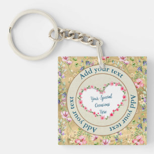 Elegant Floral Heart Frame: for Every Occasion Key Ring