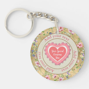 Elegant Floral Heart Frame: for Every Occasion Key Ring