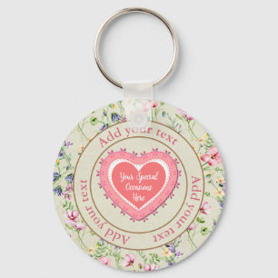 Elegant Floral Heart Frame: for Every Occasion Key Ring