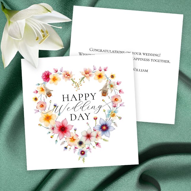 Elegant Floral Heart Spring Wedding Greeting Card (Creator Uploaded)