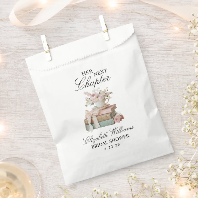 Elegant Floral Her Next Chapter Bridal Shower  Favour Bag (Clipped)