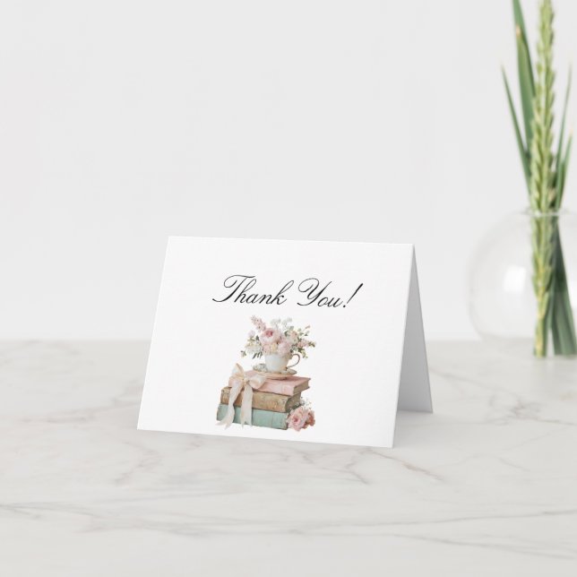 Elegant Floral Her Next Chapter Bridal Shower  Thank You Card (Front)