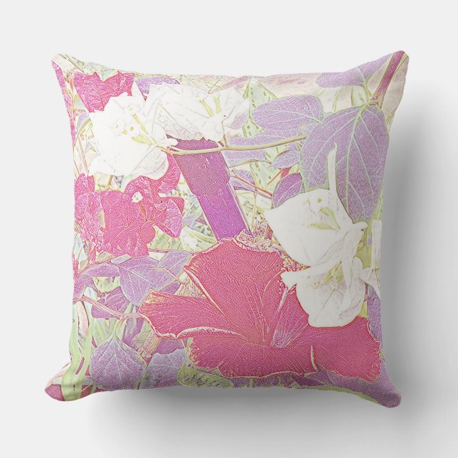 Elegant Floral Hibiscus Watercolor Artwork  Cushion (Front)