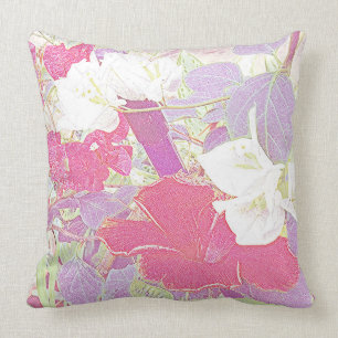 Elegant Floral Hibiscus Watercolor Artwork Cushion