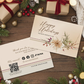 Elegant Floral Holiday Thank You Insert Card 