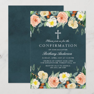 Elegant Floral Holy Communion Or Confirmation Invitation
