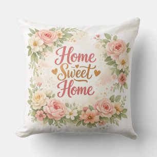 Elegant Floral Home Sweet Home Cushion