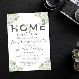 Elegant Floral Home Sweet Home House Warming Invitation