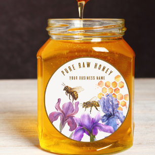 Elegant floral Honey Jar Bee Label