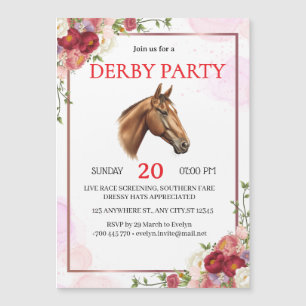 Elegant Floral Horse Derby Party Invitation 