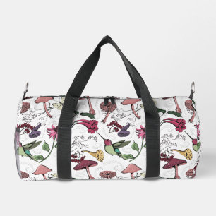 Elegant Floral Hummingbird Nature Duffle Bag
