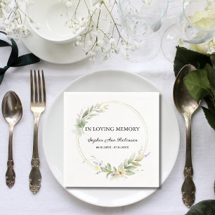 Elegant Floral In Loving Memory Funeral Memorial Napkin