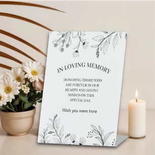 Elegant Floral "In Loving Memory" memorial wedding Pedestal Sign
