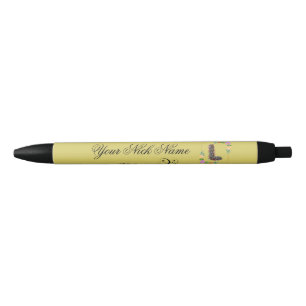 Elegant Floral Initial L Black Ink Pen