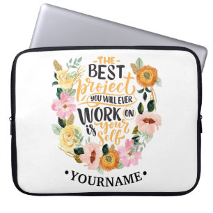 Elegant Floral Inspiration Motivation Quote Laptop Sleeve