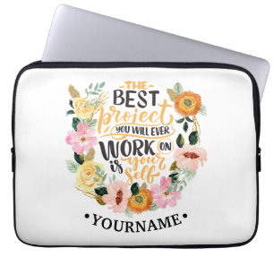 Elegant Floral Inspiration Motivation Quote Laptop Sleeve