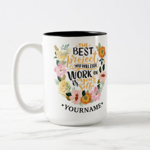 Elegant Floral Inspiration Motivation Quote Two-Tone Coffee Mug