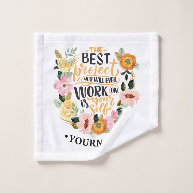 Elegant Floral Inspiration Motivation Quote Wash Cloth (Wash Cloth)