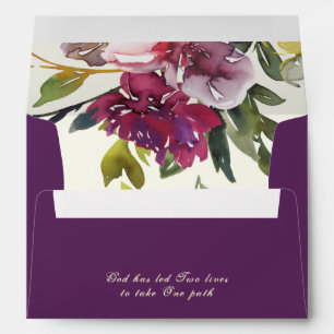 Elegant Floral Inspirational Wedding Dark Purple Envelope