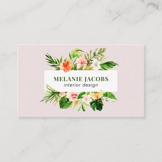 elegant floral interior design business card (Front)