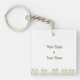 Elegant Floral Islamic Nikah Ceremony Invitation Key Ring
