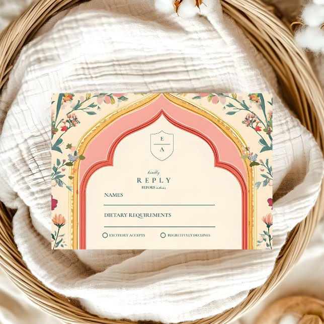 Elegant Floral Islamic Wedding RSVP Card (Creator Uploaded)