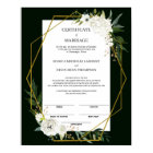 Elegant Floral Keepsake Certificate of Marriage