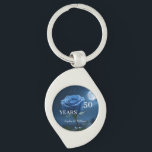 Elegant Floral Keepsake – Romantic Blue Rose Gift Key Ring<br><div class="desc">An elegant acrylic keychain featuring a blue rose anniversary design. Personalise with names and special dates for a thoughtful keepsake. Perfect for couples,  parents,  or friends celebrating their love story.</div>