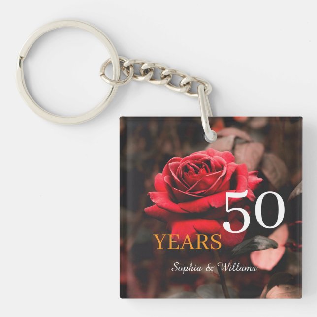 Elegant Floral Keepsake – Romantic Red Rose Gift Key Ring (Front)