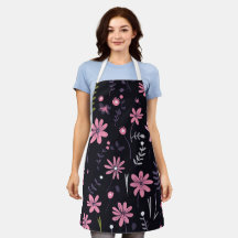 Elegant Floral Kitchen Apron with Custom Design