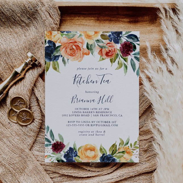 Elegant Floral Kitchen Tea Bridal Shower  Invitation (Creator Uploaded)