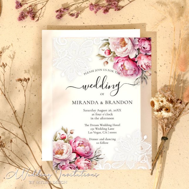 Elegant Floral Lace Acrylic Wedding Invitation (Creator Uploaded)