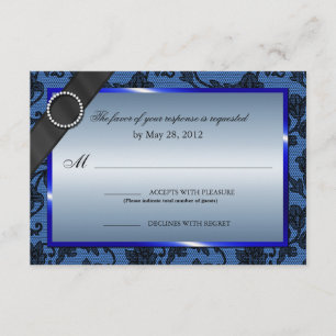 Elegant Floral Lace Response Card [Blue]