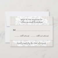 Elegant Floral Lace Wedding RSVP Cards