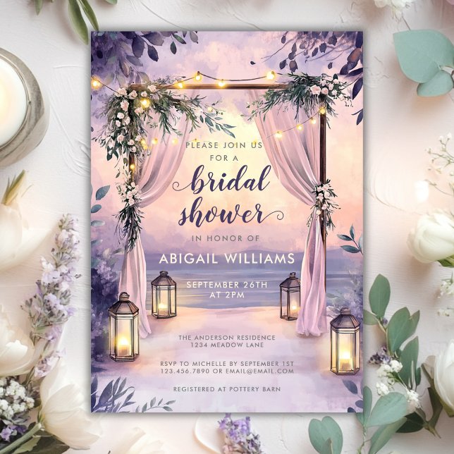 Elegant Floral Lanterns Garden Bridal Shower Invitation (Elegant Floral Lanterns Garden Bridal Shower Invitation)
