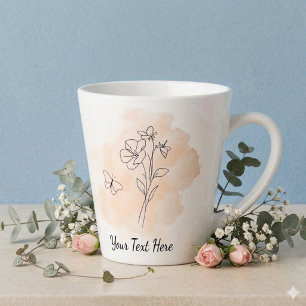 Elegant Floral Latte Mug – Beige Blossom