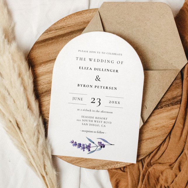 Elegant Floral Lavender Arch Wedding Invitation (Creator Uploaded)