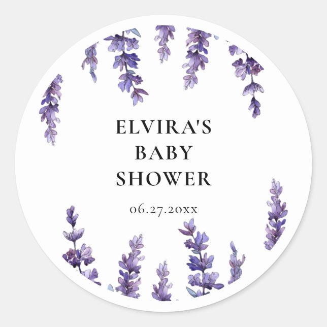 Elegant floral lavender Baby Shower envelope seal (Front)