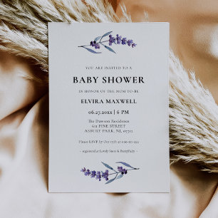 Elegant Floral Lavender Baby Shower Invitation
