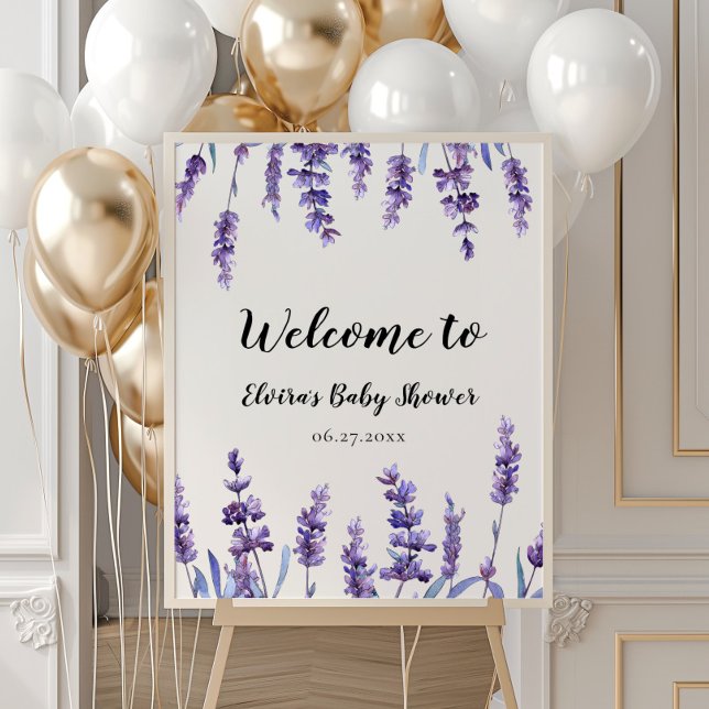 Elegant floral lavender Baby Shower welcome Poster (Creator Uploaded)