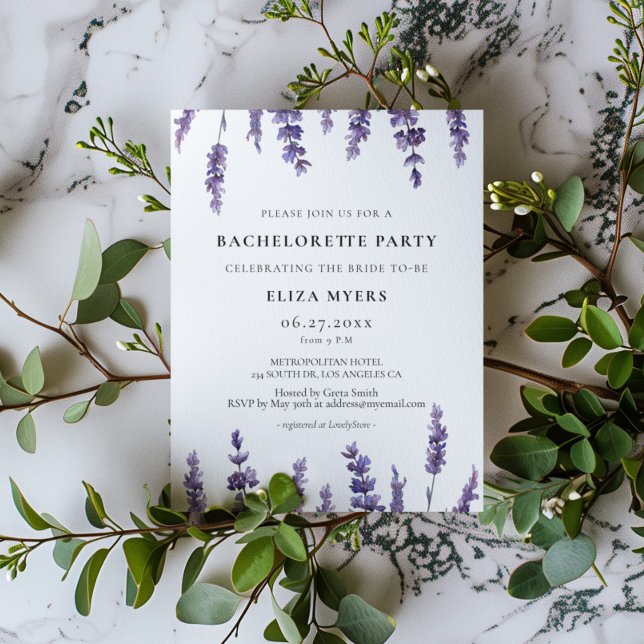Elegant floral lavender Bachelorette Party Invitation (Creator Uploaded)