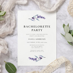 Elegant Floral Lavender Bachelorette Party Invitation