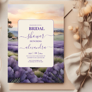 Elegant floral lavender bridal shower invitation