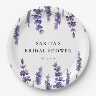 Elegant Floral Lavender Bridal Shower Paper Plate
