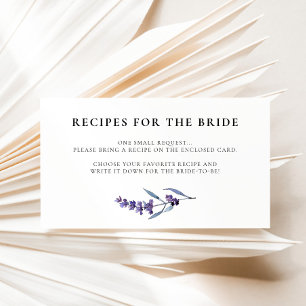 Elegant Floral Lavender Bridal shower Recipe Card