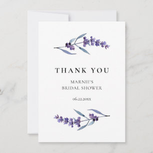 Elegant Floral Lavender Bridal Shower Thank You Card