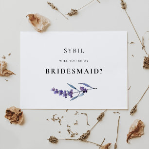 Elegant Floral Lavender Bridesmaid Proposal Card